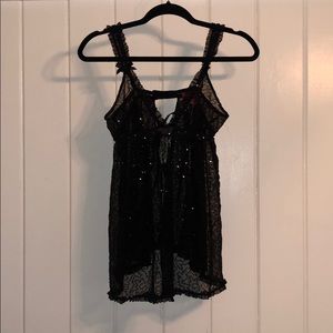 Black Sequin Babydoll Slip